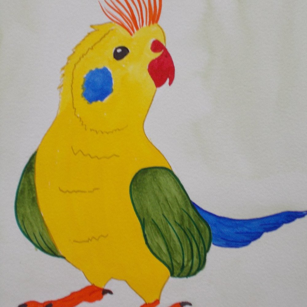 "Polly" parrot watercolor painting, 9"x12"